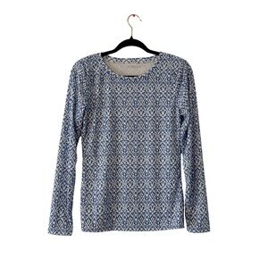 (New)Blue Patterned Long Sleeve Top